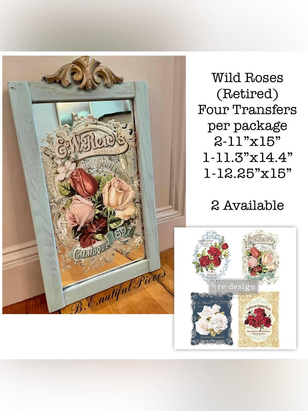 Redesign with Prima Decor Transfer | WILD ROSES | RARE (retired) - Picture 2 of 3